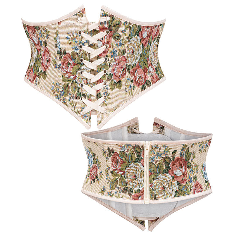 Corset Belt for Women Floral Lace Up Boned Underbust Corset Waist Belts