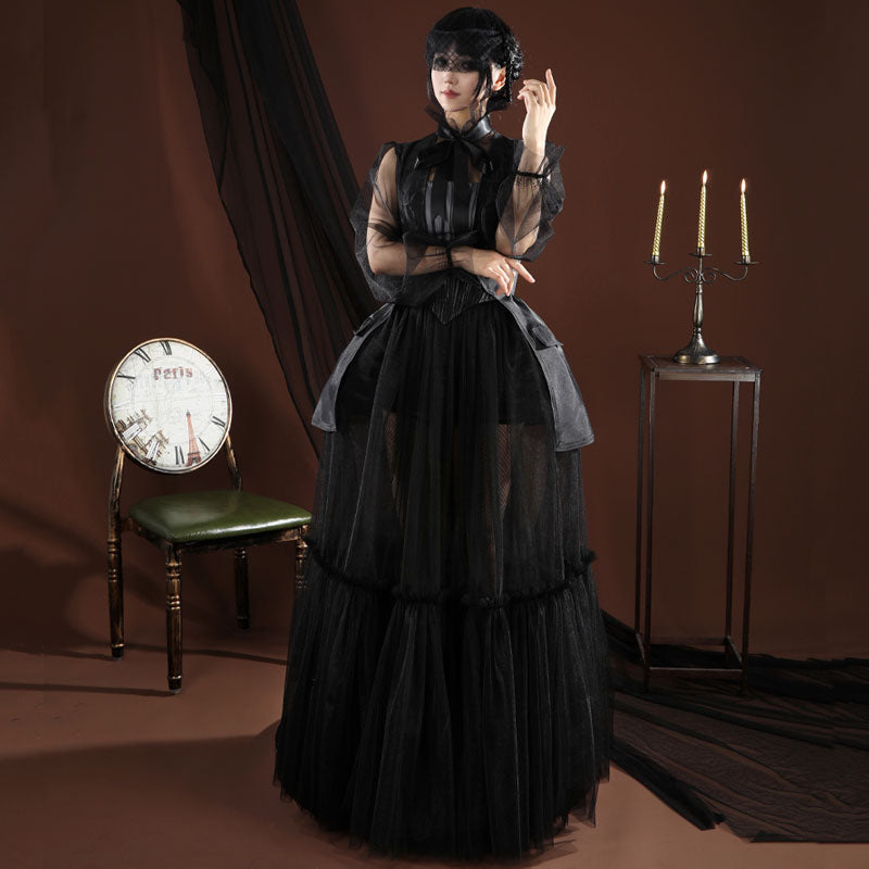 Wednesday Season 2 Wednesday Addams Black Dance Mesh Dress Cosplay Costumes