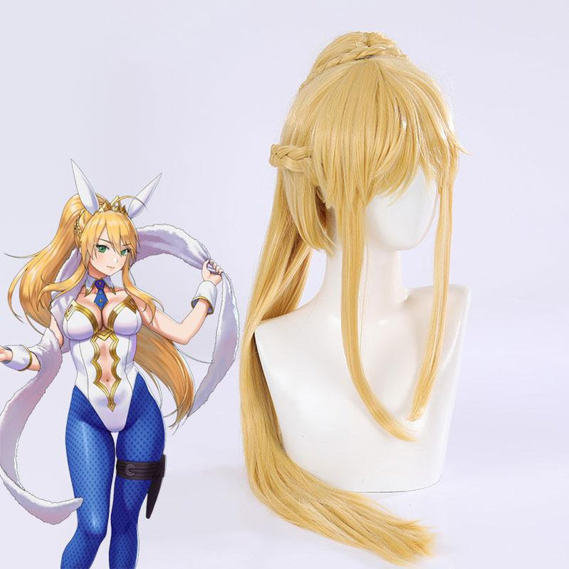 FGO Fate/Grand Order Saber Arutoria Pendoragon Bunny Gril Long Blonde Heat Resistant Cosplay Wig