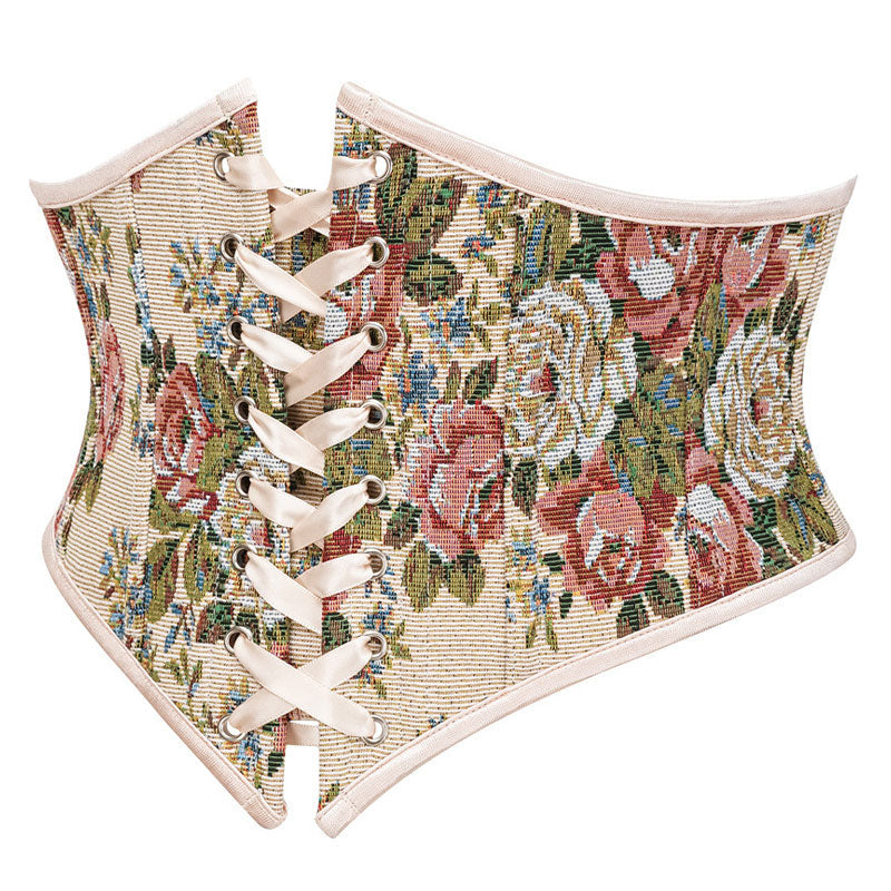 Corset Belt for Women Floral Lace Up Boned Underbust Corset Waist Belts