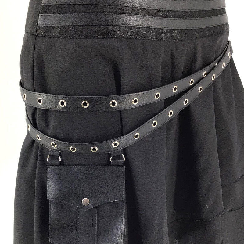 Victorian Gothic High Low Skirt Steampunk Pirate Skirts Retro Ruffles Lace Viking Costume Skirt