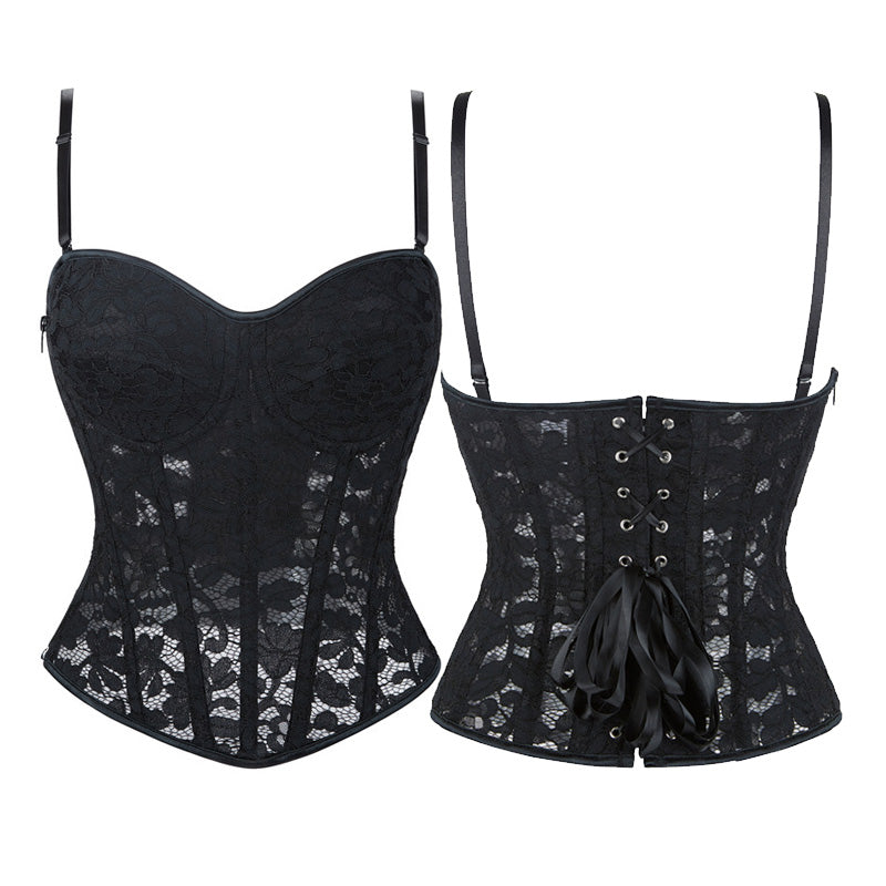 Royal Style Steel-boned Lace Side-zip Double-strap Women's Corset Cosplay Costumes