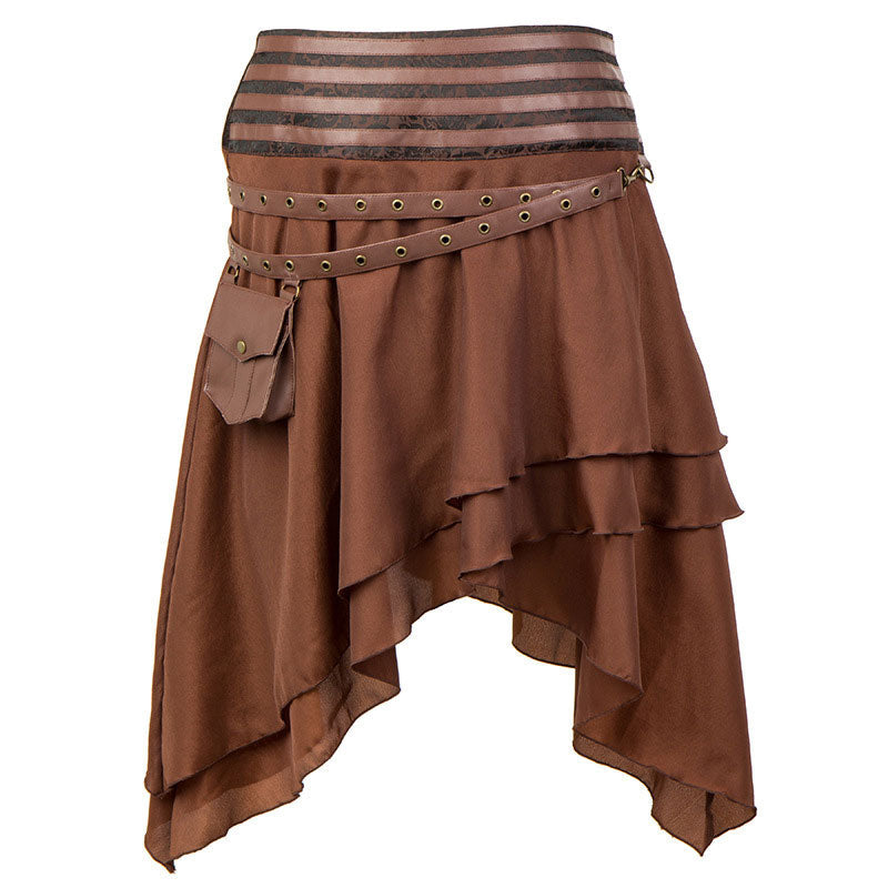 Victorian Gothic High Low Skirt Steampunk Pirate Skirts Retro Ruffles Lace Viking Costume Skirt