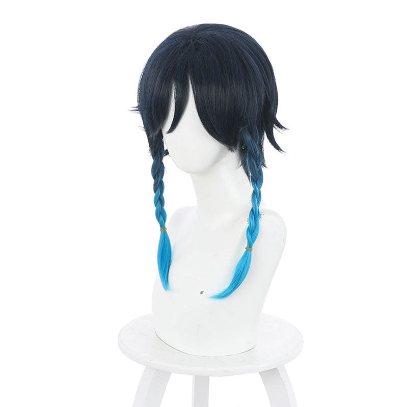 Game Genshin Impact Venti Gradient Blue Braided Cosplay Wig