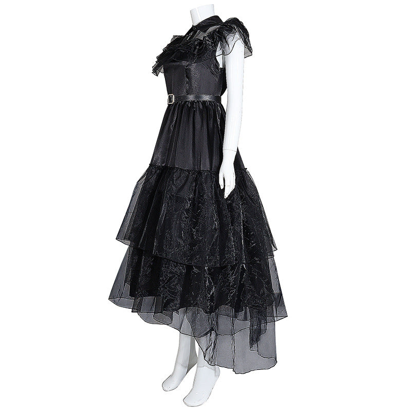 Wednesday The Addams Family Wednesday Black Raval Ball Dress Cosplay Costumes