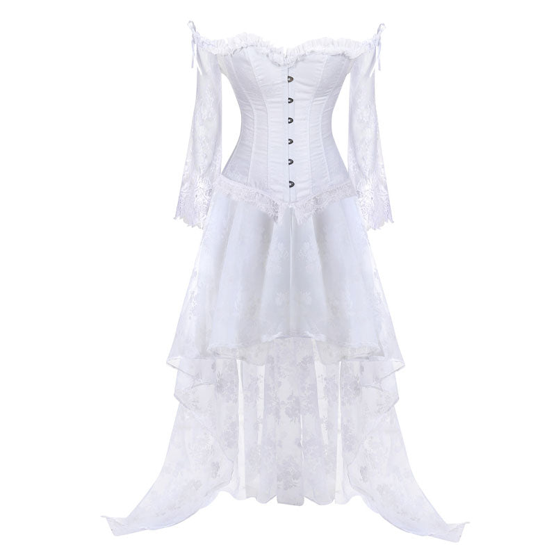 Corset Dress Top for Women with Sleeves off the shoulder Bustier Lace Floral Costumes Bridal Wedding