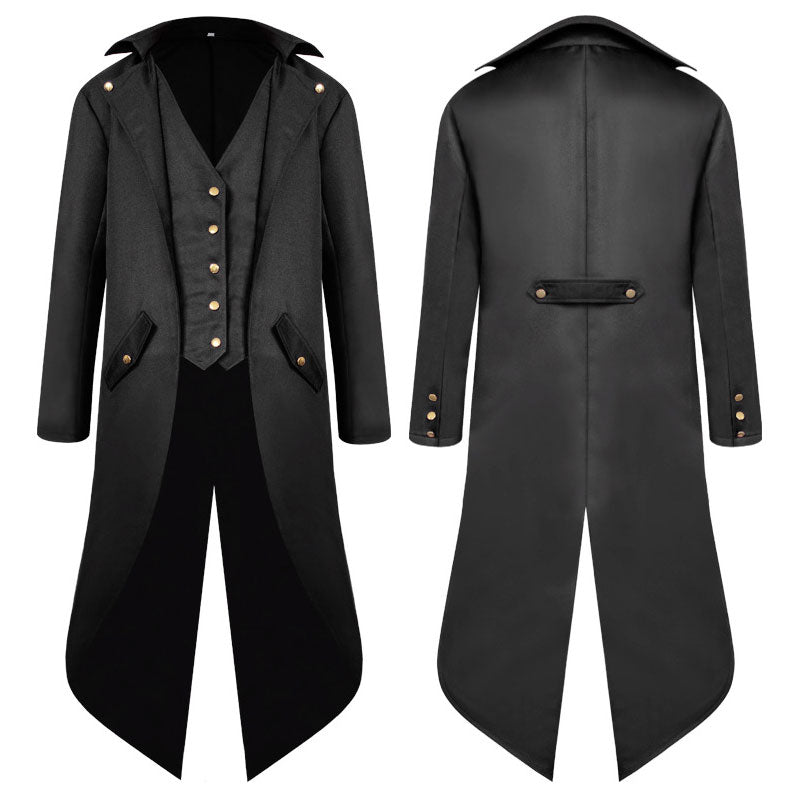 European Medieval Retro Men's Mid-length Punk Retro Tuxedo Halloween Costumes