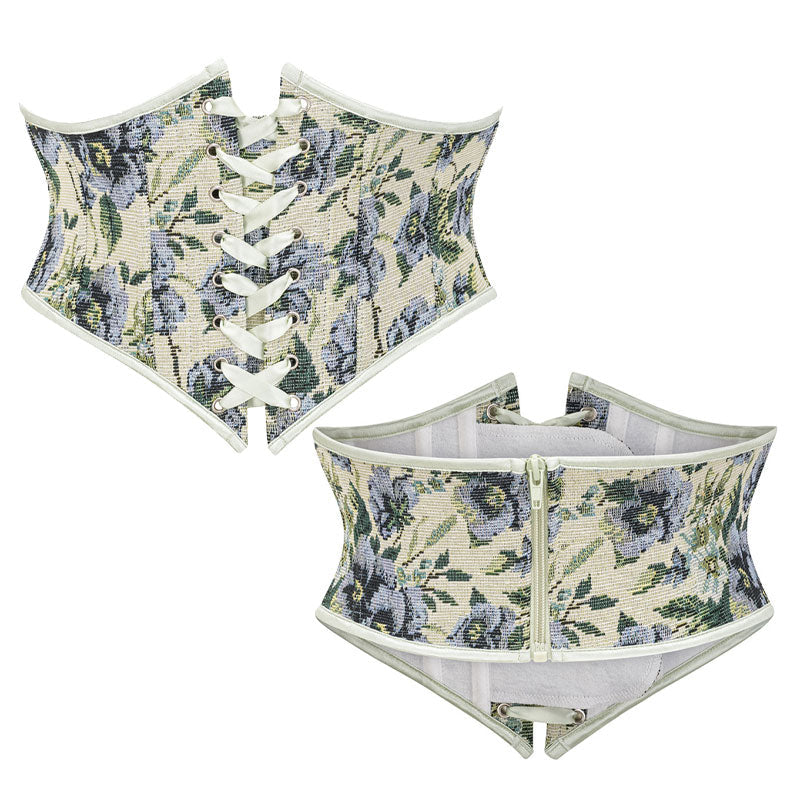 Corset Belt for Women Floral Lace Up Boned Underbust Corset Waist Belts