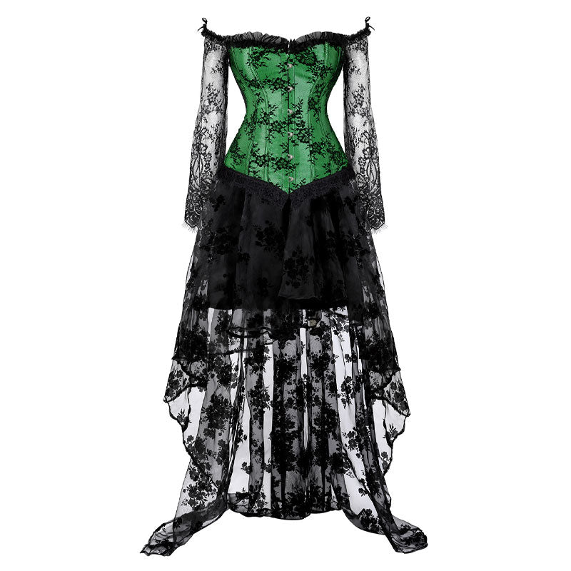 Corset Dress Top for Women with Sleeves off the shoulder Bustier Lace Floral Costumes Bridal Wedding