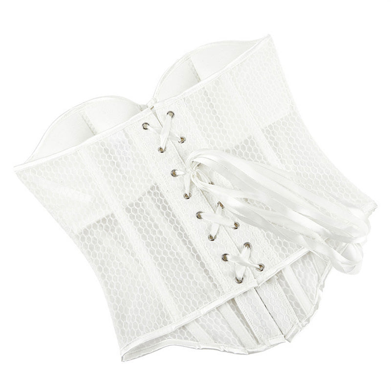 Retro Court Style Breathable Mesh Bra with Herringbone Fit Cosplay Costumes