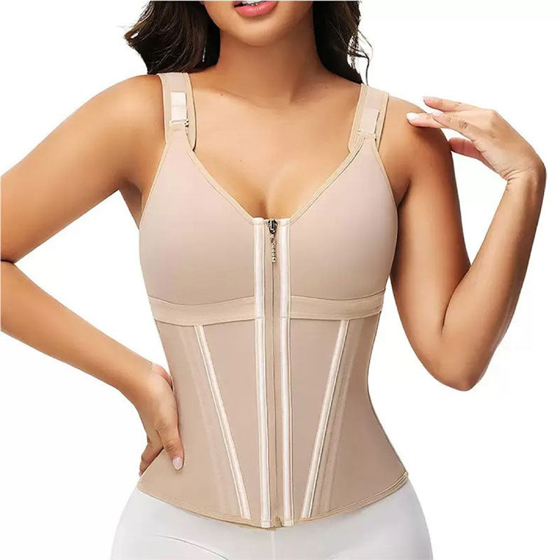 Waist Trainer Corset for Women High-elastic Mesh Waist Seal 15 Bone Vest Belly Belt Zipper Shapewear
