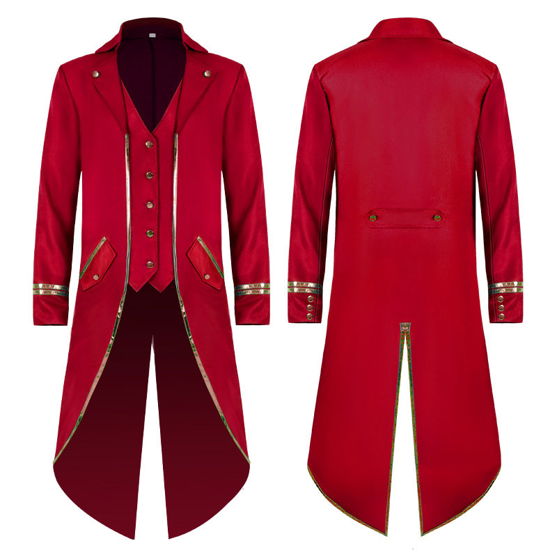European Style New Tuxedo Medieval Retro Punk Gold Edge Coat Halloween Costumes