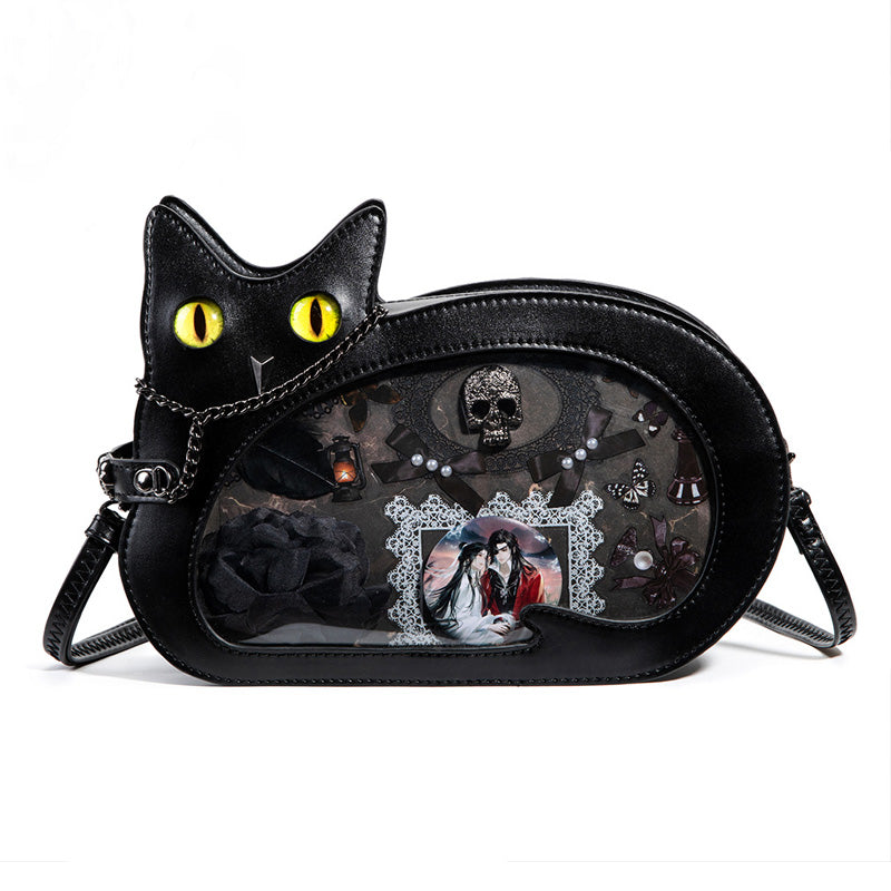 Retro Minimalist Cat Themed Casual Crossbody Bag Cosplay Props