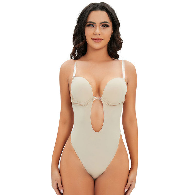 Backless Shapewear Tummy Control Low Back Plunge Shapewear Bodysuit Slimming Built-In Bra Full Body shaper Woman