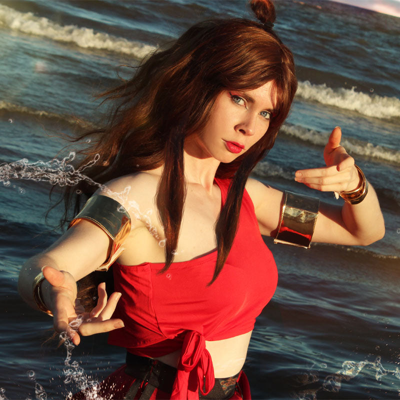 Anime Avatar: The Last Airbender Katara Red Dress Outfit Cosplay Costume