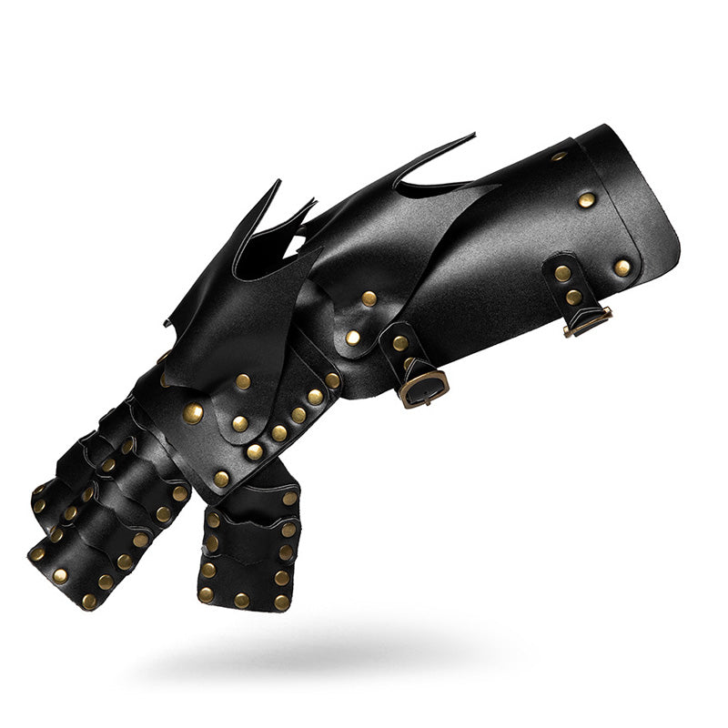 Steampunk PU Leather Color Block Arm Gloves Cosplay Props