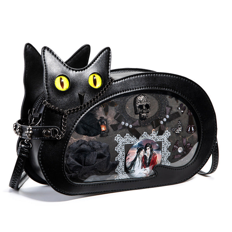 Retro Minimalist Cat Themed Casual Crossbody Bag Cosplay Props