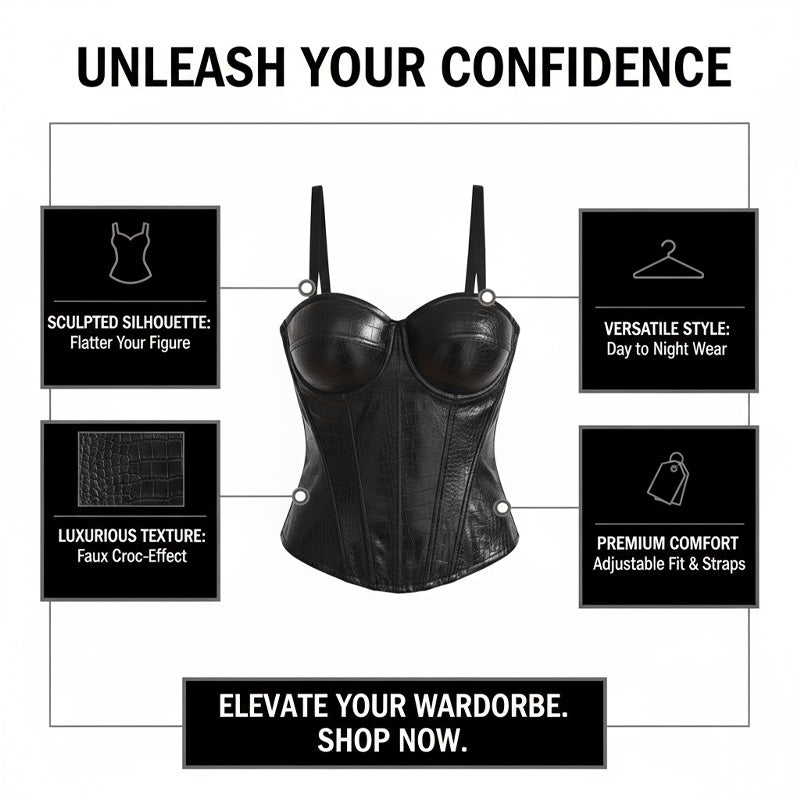 European Retro Strapless Underwire Bra PU Leather Bra Camisole Cosplay Costumes