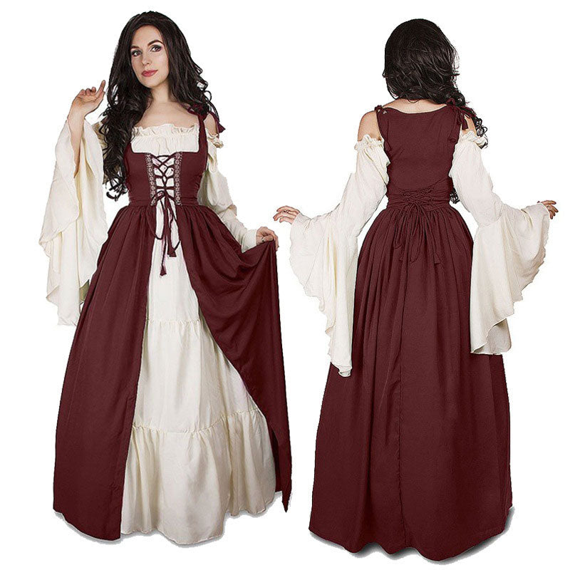 European Queen Retro Court Medieval Drama Stage Performance Dress Cosplay Costumes