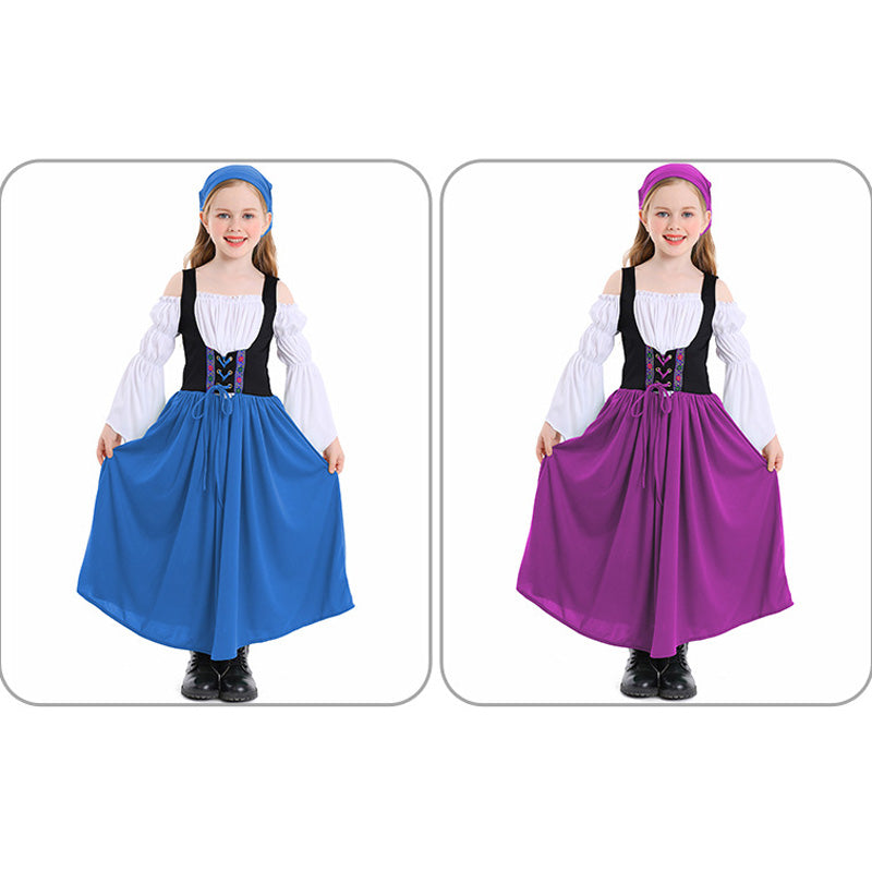 Medieval Farm Munich Beer Festival Kids Long Dress Cosplay Costumes