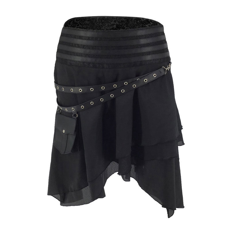 Victorian Gothic High Low Skirt Steampunk Pirate Skirts Retro Ruffles Lace Viking Costume Skirt