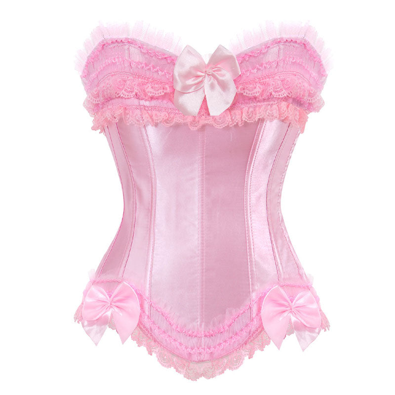 Bustier Corset Top for Women Overbust Lace Up Waist Cincher Shapewear Lingerie