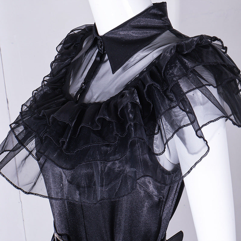 Wednesday The Addams Family Wednesday Black Raval Ball Dress Cosplay Costumes
