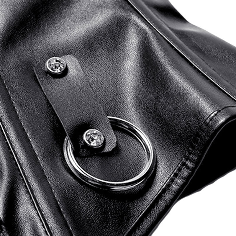 Fashion Leather Corset Top Women Zip Buckles Boned Overbust Bustier Vest Sexy Punk Motorcycle Party Clubwe