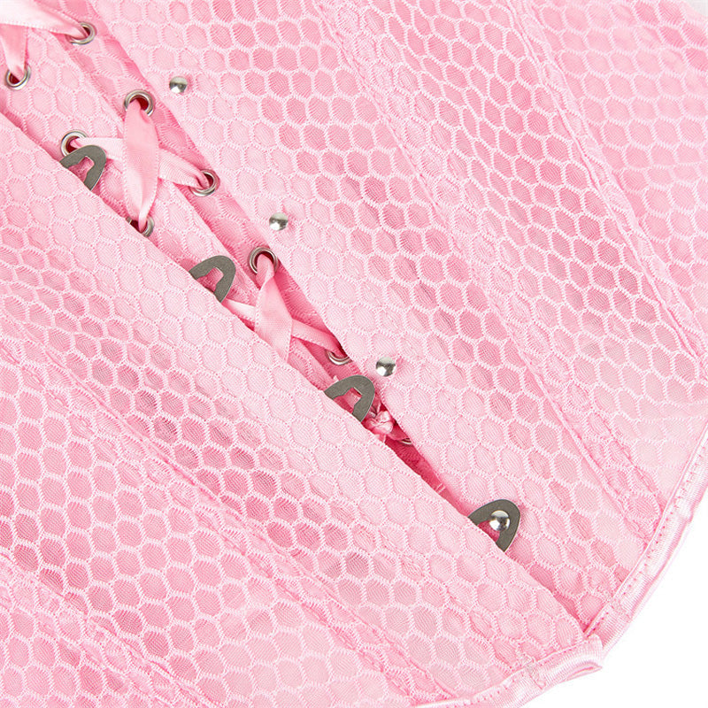 Retro Court Style Breathable Mesh Bra with Herringbone Fit Cosplay Costumes