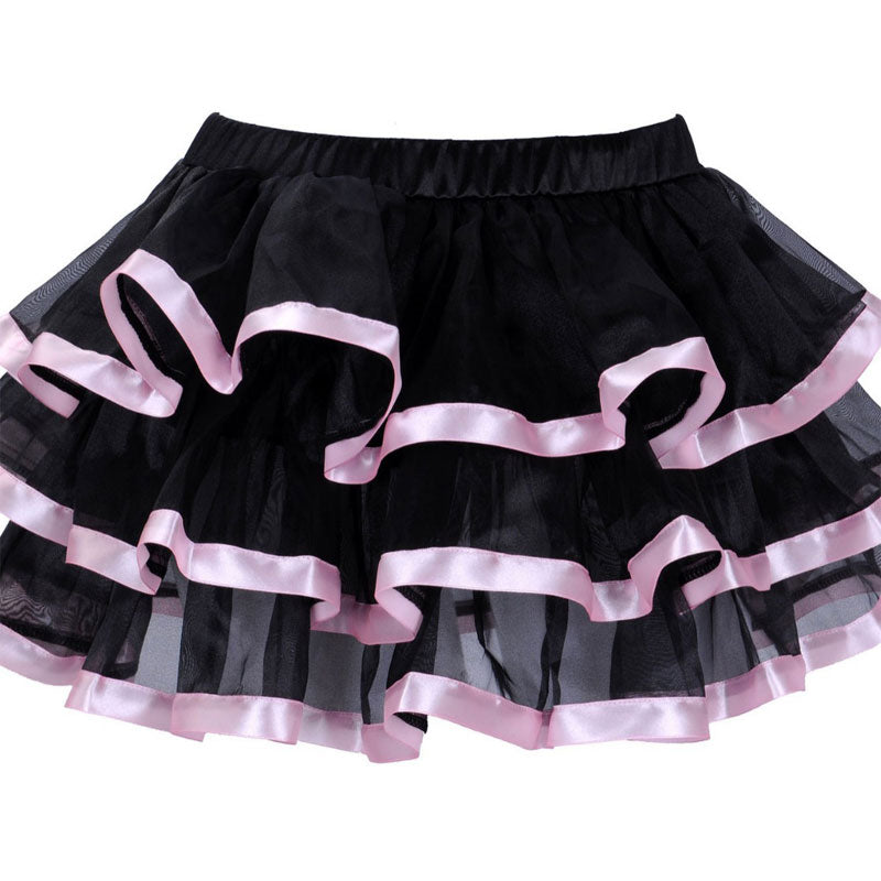 Womens 3-Layered Pleated Tulle Petticoat Tutu Puffy Party Cosplay Skirt