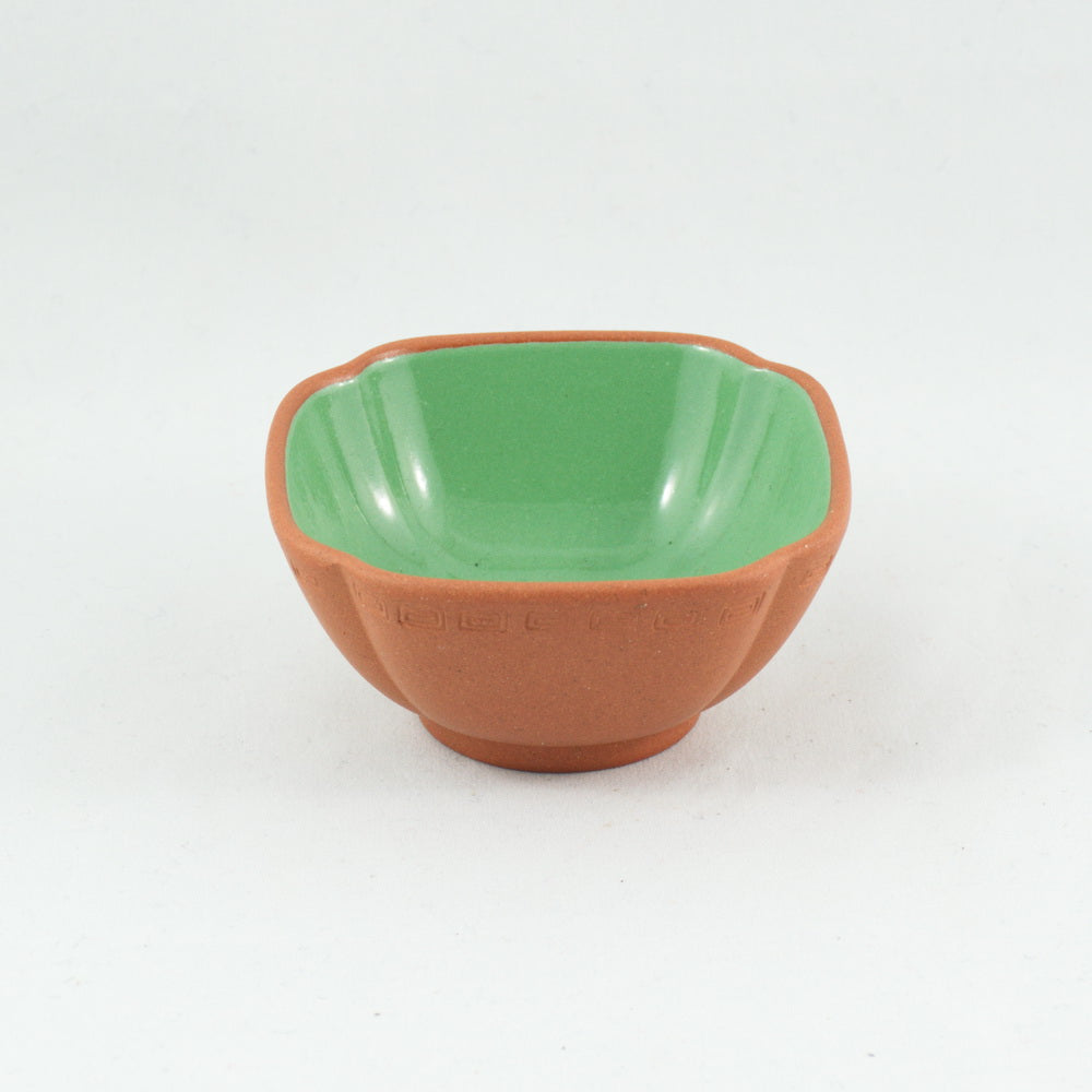 1980's Yixing Clay Green Glazed Petal Shape Tea Cup