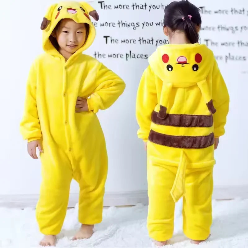 Pokémon Pikachu Warm Flannel Onesie – Cozy Hooded Sleepwear for Kids & Adults