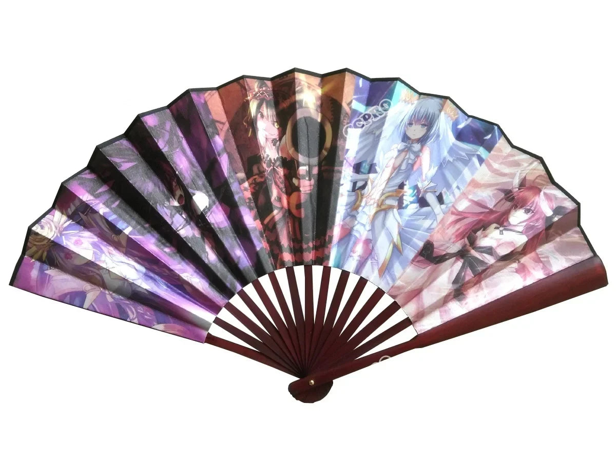 Date A Live Kurumi Tokisaki Folding Hand Fan — Bamboo Cosplay Prop (33cm)