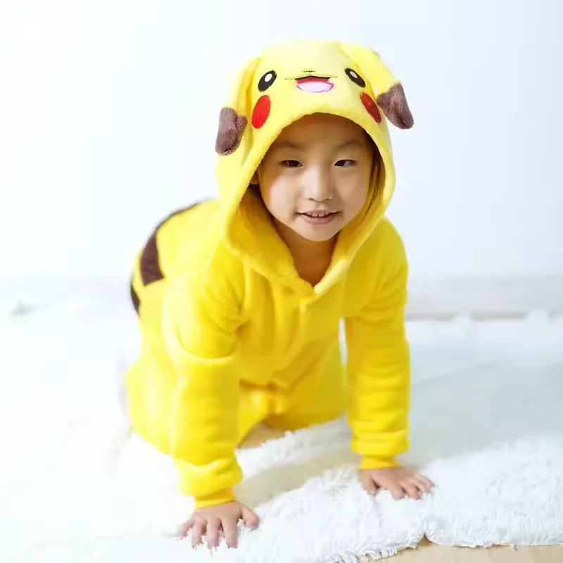 Pokémon Pikachu Warm Flannel Onesie – Cozy Hooded Sleepwear for Kids & Adults