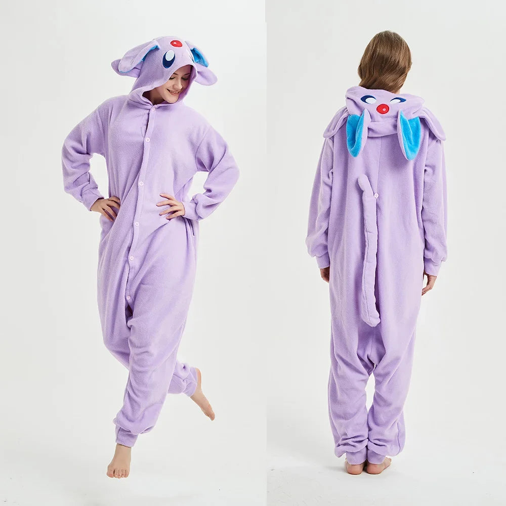 Pokémon Anime Onesie Kigurumi Cosplay Costume – Cozy Flannel Pajamas Jumpsuit for Adults