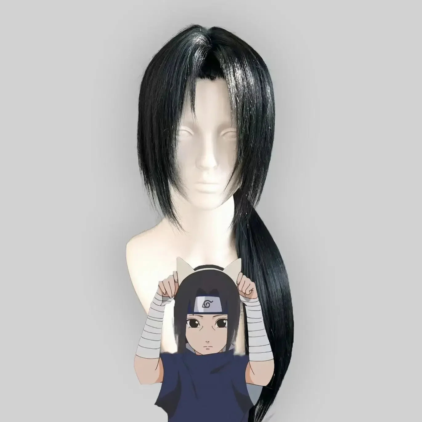 Anime Naruto Itachi Uchiha Cosplay Wig – Heat Resistant Synthetic Black Wig for Adults