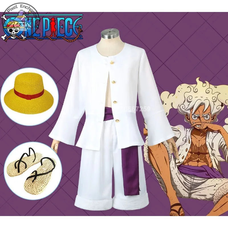 One Piece Luffy Gear 5 (Nika) Cosplay Costume — Wano Set