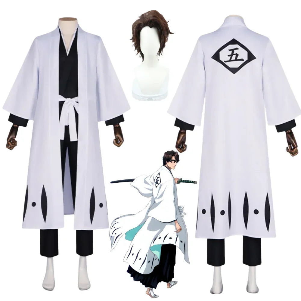 Bleach Aizen Sosuke Cosplay Costume — Captain Kimono & Wig (TYBW)