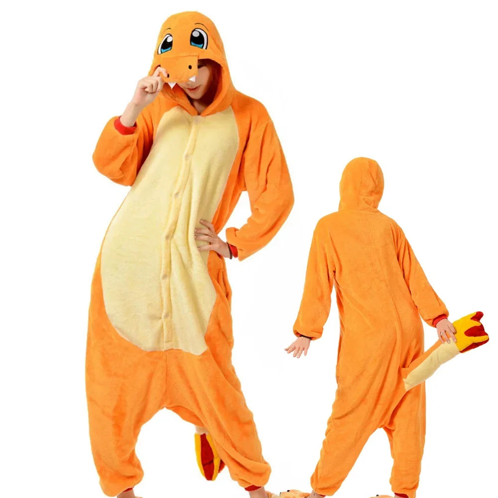 Pokémon Anime Onesie Kigurumi Cosplay Costume – Cozy Flannel Pajamas Jumpsuit for Adults