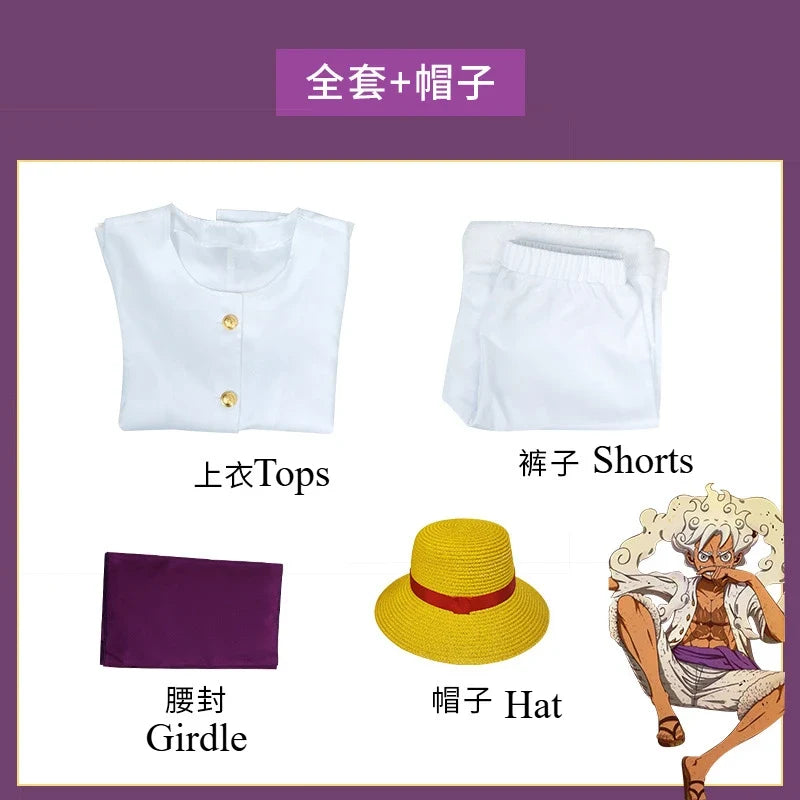 One Piece Luffy Gear 5 (Nika) Cosplay Costume — Wano Set