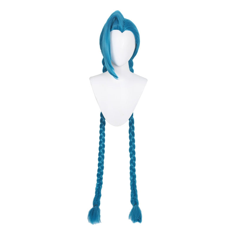 Game LOL League of Legends Jinx Long Blue Bunches Cosplay Wigs
