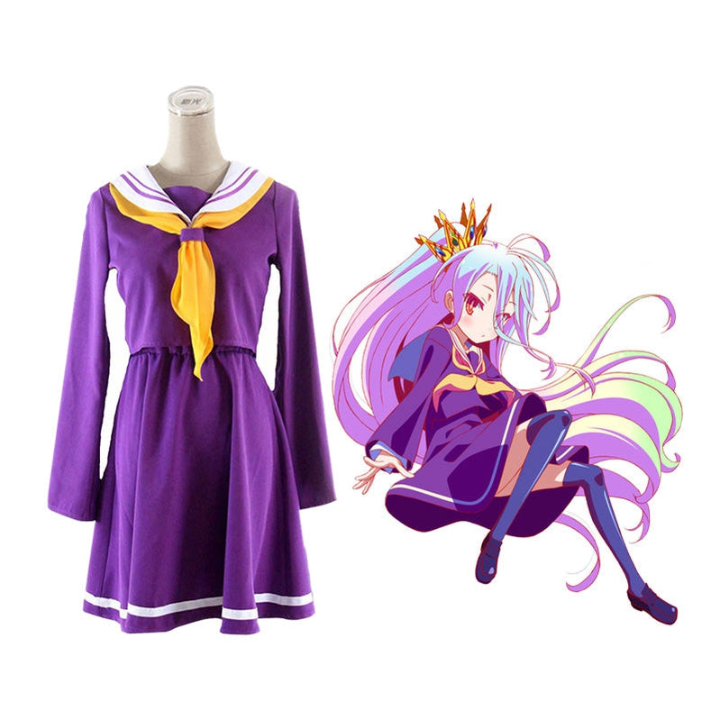 Anime No Game No Life Shiro Purple Uniform Cosplay Costume