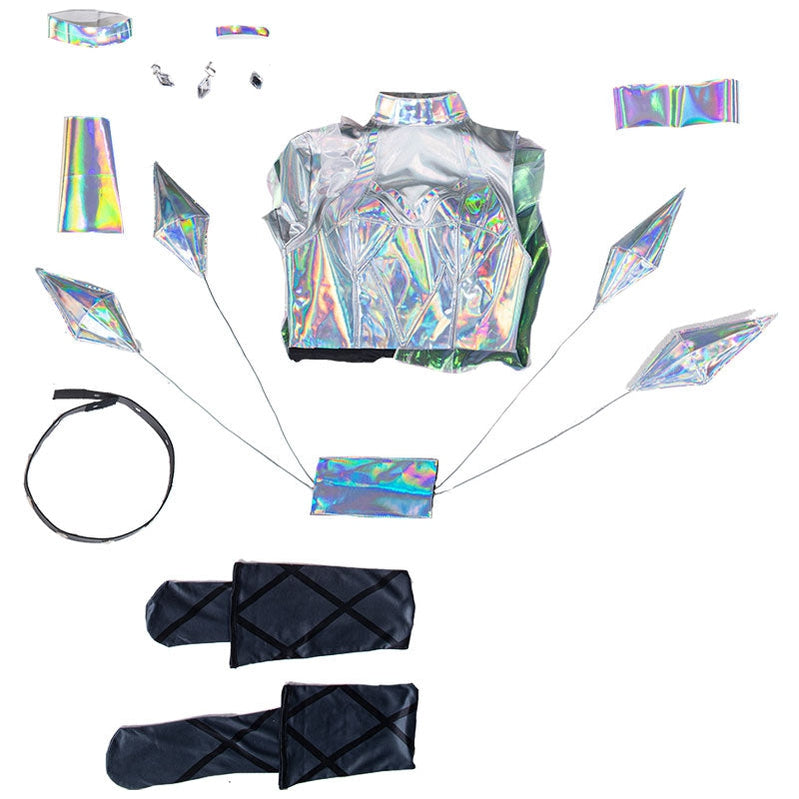 Game LOL KDA All Out Seraphine Superstar Fullset Cosplay Costumes With Wing Props