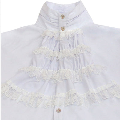 Gothic Ruffled Stand Collar Long Sleeve Men's Tie Shirt Halloween Cosplay Costumes