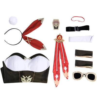 Game Genshin Impact Amber Bunny Girl Cosplay Costumes