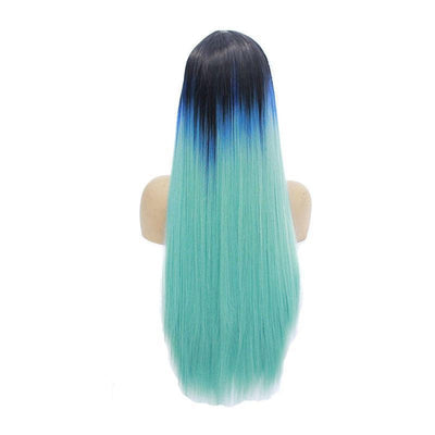 Lace Front Wigs 60cm Long straight Dark Blue Fade Light Blue Cosplay Wigs