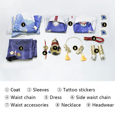 Honkai: Star Rail Bailu Cosplay Costume With Free Gourd Props