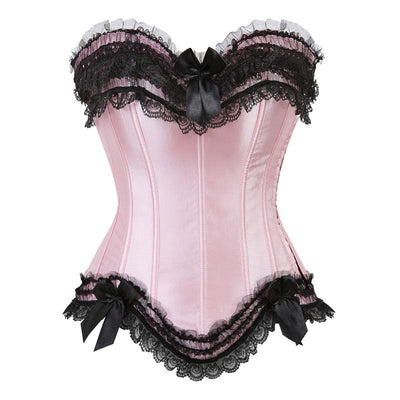 Bustier Corset Top for Women Overbust Lace Up Waist Cincher Shapewear Lingerie