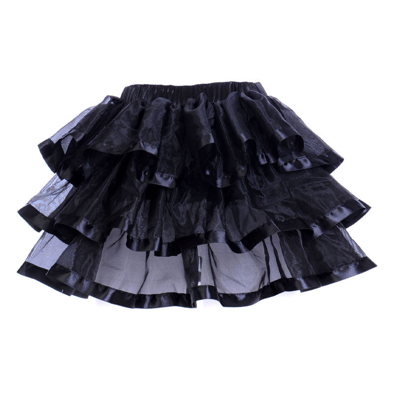 Womens 3-Layered Pleated Tulle Petticoat Tutu Puffy Party Cosplay Skirt