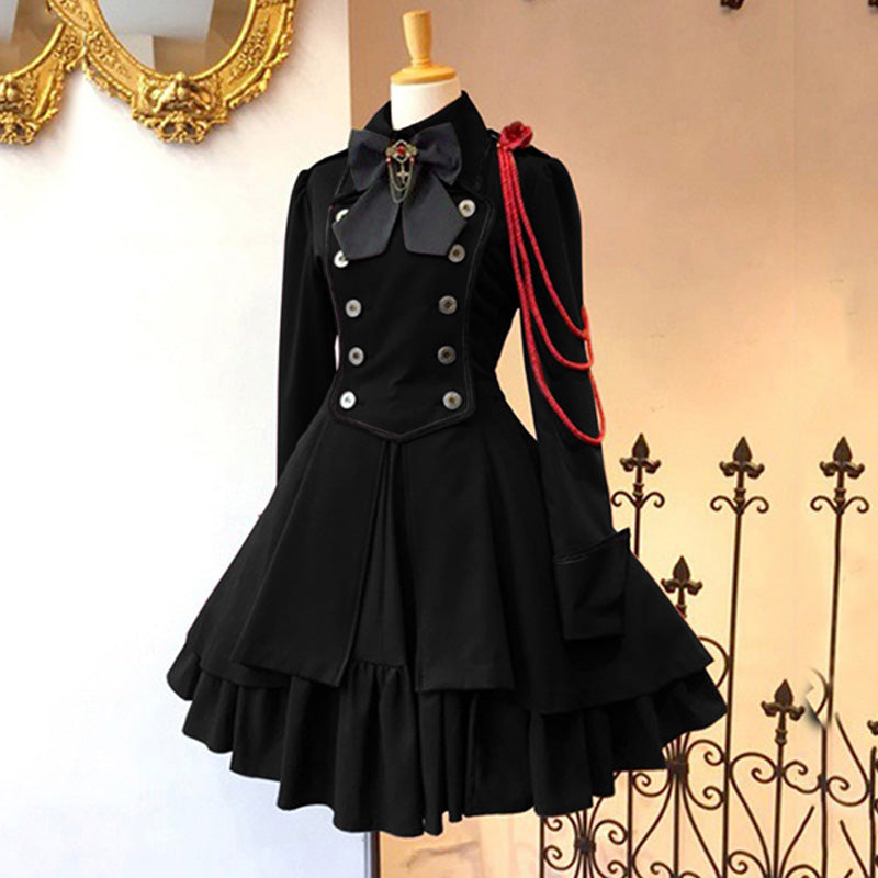 Steampunk Medieval Retro Renaissance Gothic Ruffle Dress Cosplay Costumes